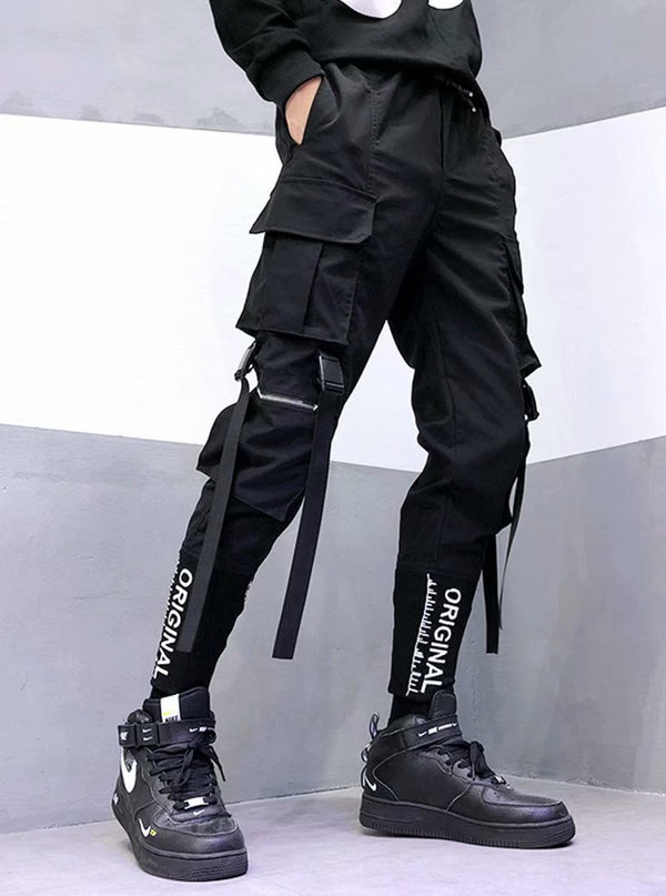 Pantalones Cargo Paracaidista Hip Hop Funcionales con Bolsillos Múltiples