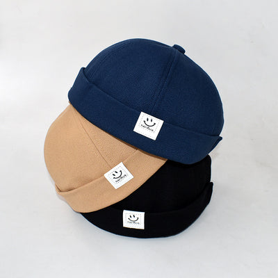 Gorra de Cuero Tide Melón con Carita Sonriente - Estilo Landlord Japonés - Image 3