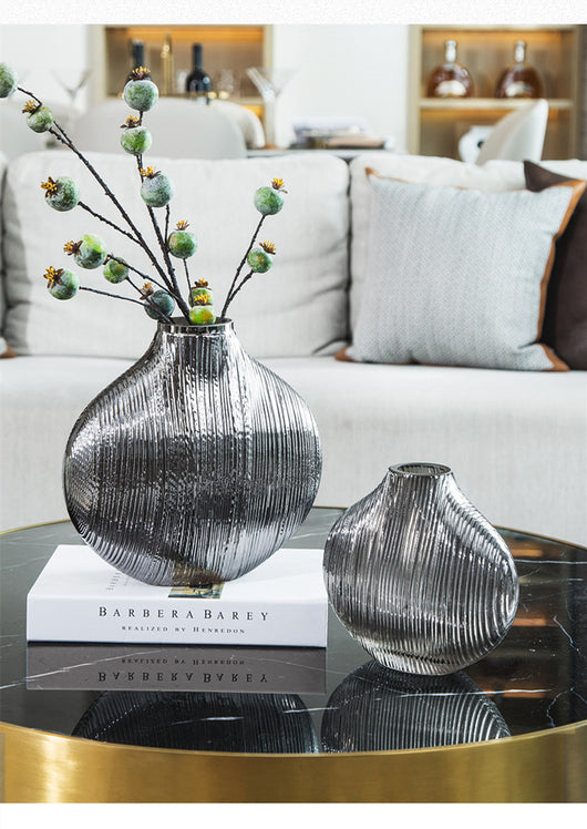 Florero de Vidrio con Rayas Plateadas - Hidropónico Moderno para Decoración del Hogar - Image 8