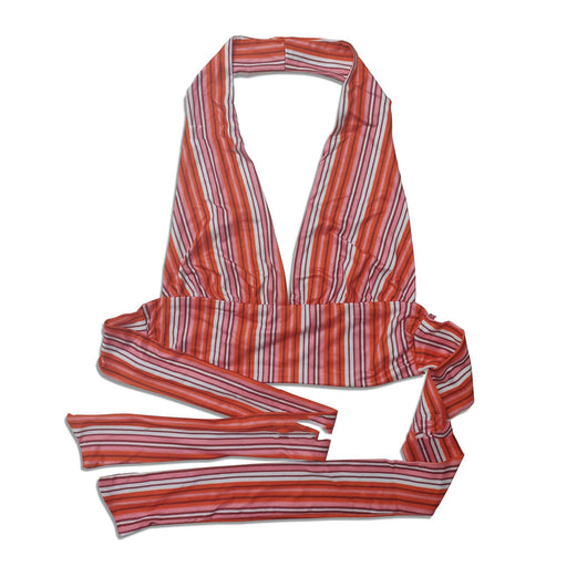 Top Halter Envolvente Sexy con Escote Profundo y Rayas - Image 3