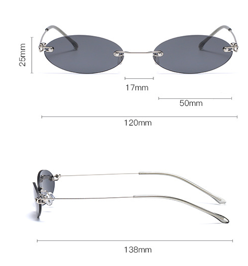 Gafas de Sol Ovaladas sin Marco para Mujer y Hombre - Estilo Retro Púrpura y Negro - Image 6