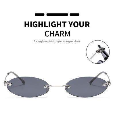 Gafas de Sol Ovaladas sin Marco para Mujer y Hombre - Estilo Retro Púrpura y Negro - Image 10