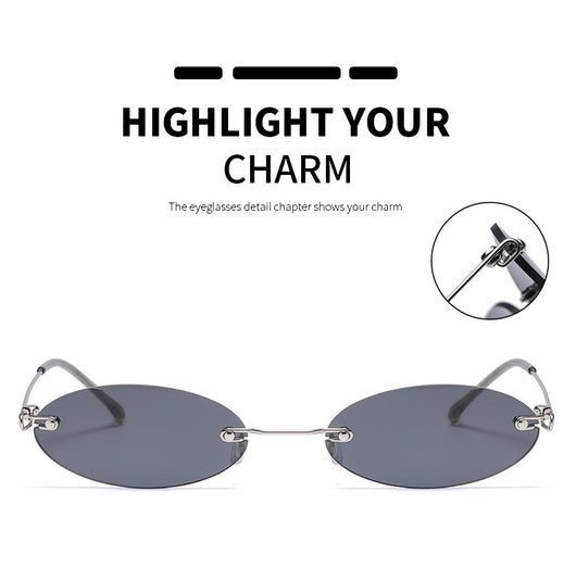 Gafas de Sol Ovaladas sin Marco para Mujer y Hombre - Estilo Retro Púrpura y Negro - Image 10