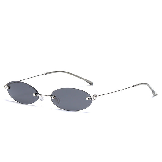 Gafas de Sol Ovaladas sin Marco para Mujer y Hombre - Estilo Retro Púrpura y Negro