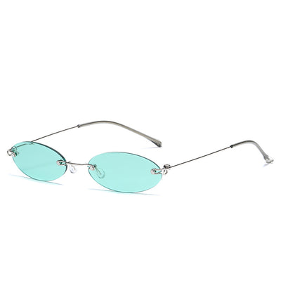 Gafas de Sol Ovaladas sin Marco para Mujer y Hombre - Estilo Retro Púrpura y Negro - Image 3