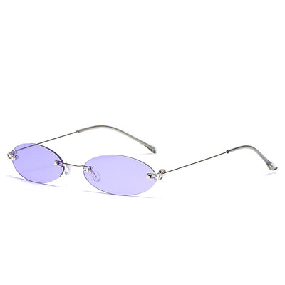Gafas de Sol Ovaladas sin Marco para Mujer y Hombre - Estilo Retro Púrpura y Negro - Image 2