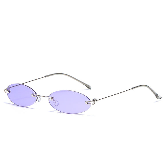 Gafas de Sol Ovaladas sin Marco para Mujer y Hombre - Estilo Retro Púrpura y Negro