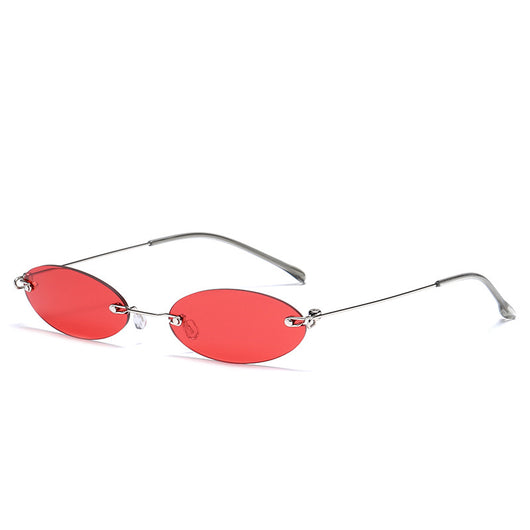 Gafas de Sol Ovaladas sin Marco para Mujer y Hombre - Estilo Retro Púrpura y Negro - Image 4