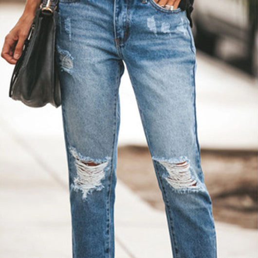 Pantalones Denim Rotos Desgastados con Estilo - Image 10