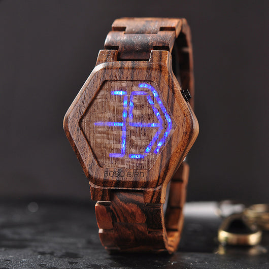 Reloj de Madera LED para Hombre con Visión Nocturna - Image 9