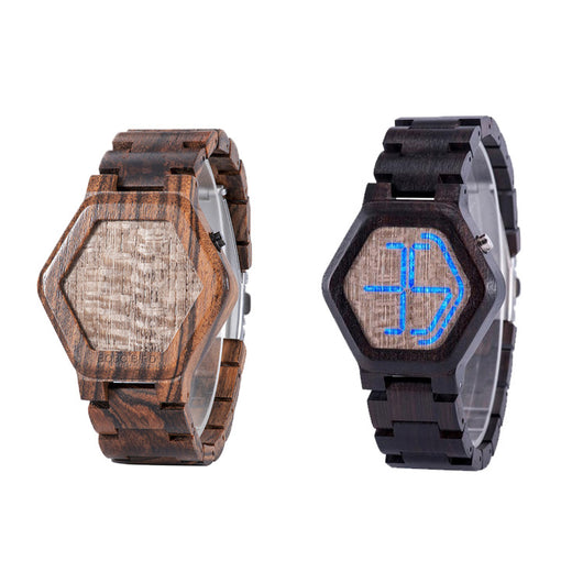Reloj de Madera LED para Hombre con Visión Nocturna - Image 4