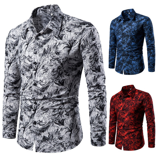 Camisa Casual Estampada Slim Fit para Hombre - Manga Larga Otoño Invierno - Image 9