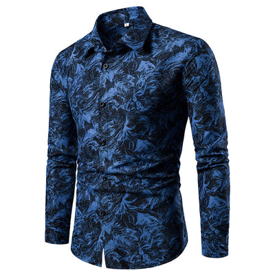 Camisa Casual Estampada Slim Fit para Hombre - Manga Larga Otoño Invierno