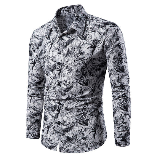 Camisa Casual Estampada Slim Fit para Hombre - Manga Larga Otoño Invierno - Image 3
