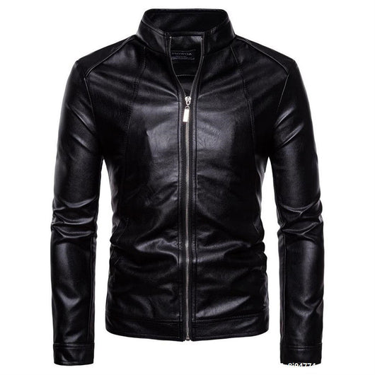 Chaqueta de Cuero PU Lavado para Motociclista con Cuello Alzado - Image 9