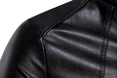 Chaqueta de Cuero PU Lavado para Motociclista con Cuello Alzado - Image 7
