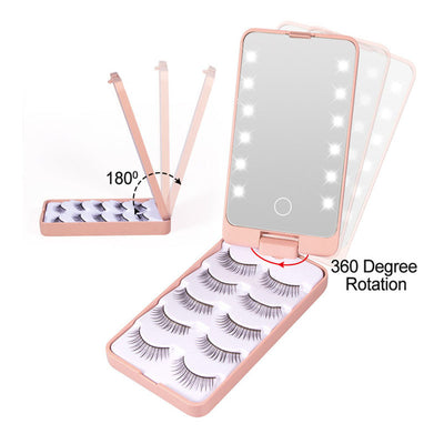 Kit de Pestañas Postizas con Espejo LED y Estuche de Almacenamiento - 5 Pares Portátil - Image 9