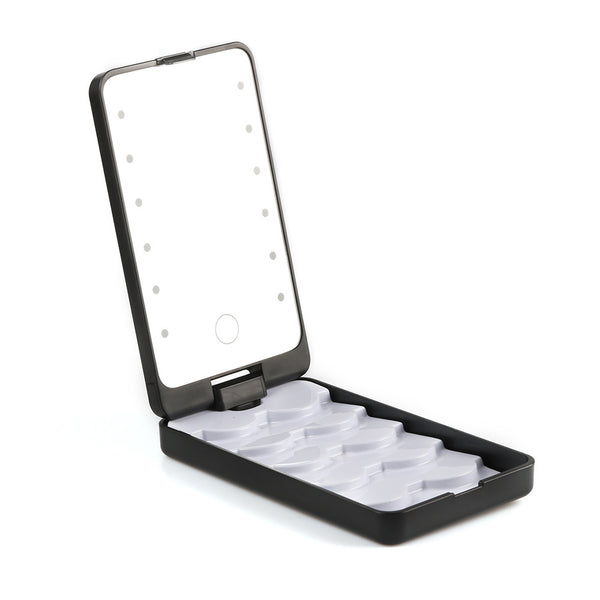 Kit de Pestañas Postizas con Espejo LED y Estuche de Almacenamiento - 5 Pares Portátil