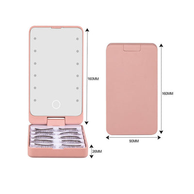 Kit de Pestañas Postizas con Espejo LED y Estuche de Almacenamiento - 5 Pares Portátil - Image 4