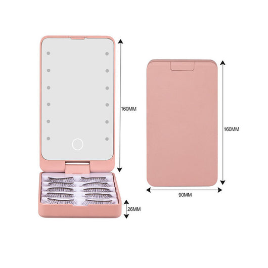 Kit de Pestañas Postizas con Espejo LED y Estuche de Almacenamiento - 5 Pares Portátil - Image 4