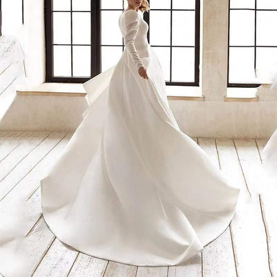 Vestido Largo Blanco de Satén con Elegancia Francesa - Image 3