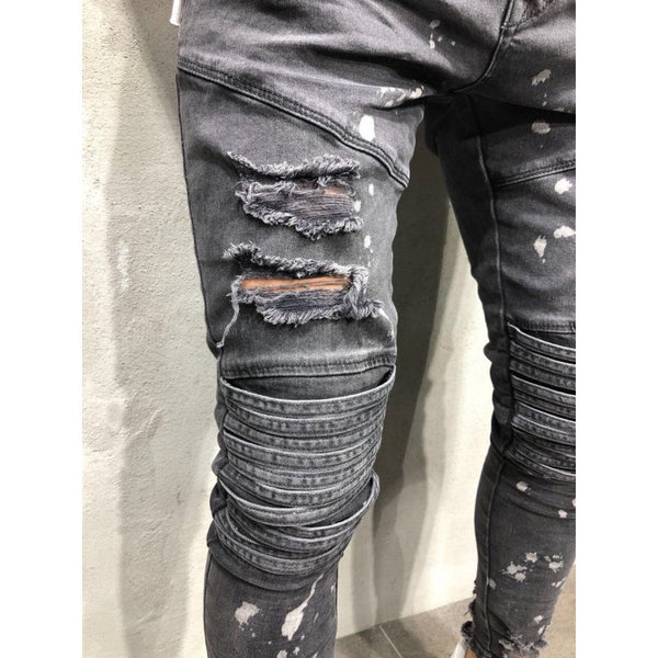 Pantalones Biker Slim Fit para Hombre con Detalles Graffiti