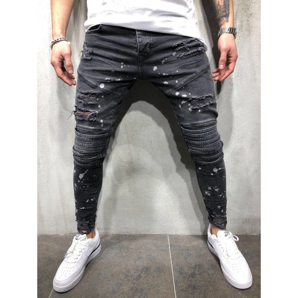 Pantalones Biker Slim Fit para Hombre con Detalles Graffiti
