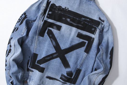 Chaqueta Denim Casual para Hombre con Diseño Graffiti y Letras - Image 9