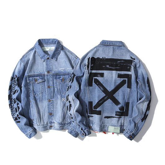 Chaqueta Denim Casual para Hombre con Diseño Graffiti y Letras - Image 8
