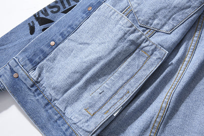 Chaqueta Denim Casual para Hombre con Diseño Graffiti y Letras - Image 7