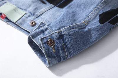Chaqueta Denim Casual para Hombre con Diseño Graffiti y Letras - Image 6
