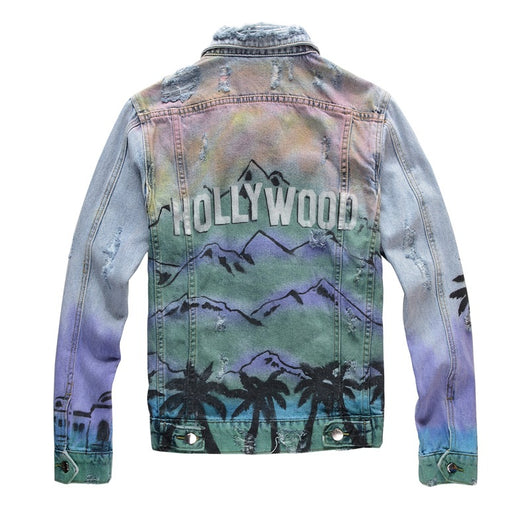 Chaqueta Denim Slim Estampado Graffiti para Hombre - Estilo Punk Urbano - Image 5