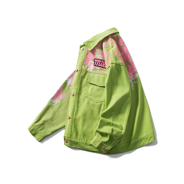 Chaqueta Hombre Primavera Estilo Urbano con Estampado Graffiti y Múltiples Bolsillos