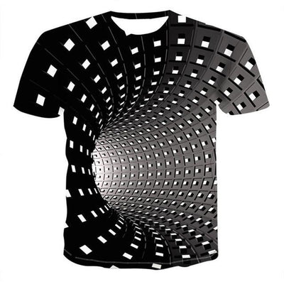 Playera Hombre Efecto Vértigo 3D Manga Corta
