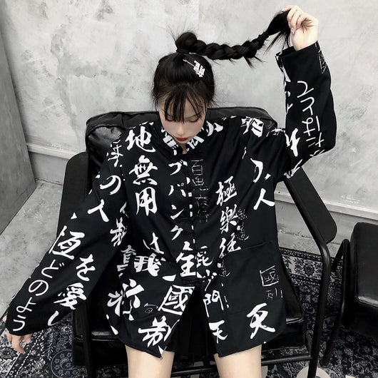 Camisa Suelta Estampada Estilo Chino para Mujer con Mangas Largas - Image 10