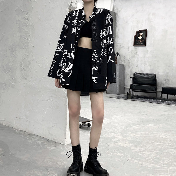 Camisa Suelta Estampada Estilo Chino para Mujer con Mangas Largas