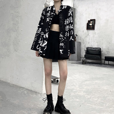 Camisa Suelta Estampada Estilo Chino para Mujer con Mangas Largas