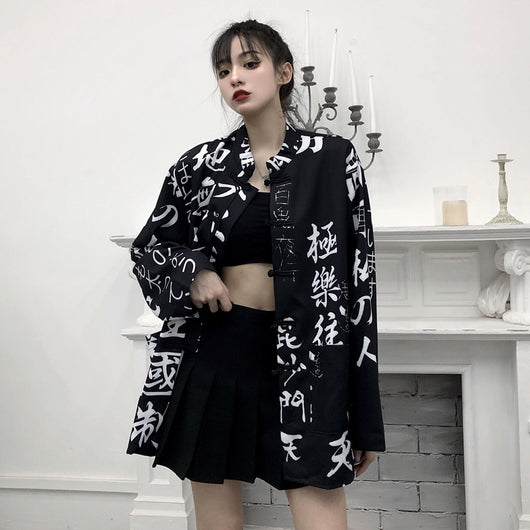 Camisa Suelta Estampada Estilo Chino para Mujer con Mangas Largas - Image 3
