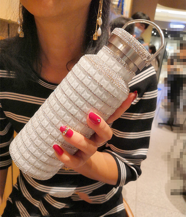 Vaso Térmico de Acero Inoxidable 304 con Cristales Brillantes - Botella Portátil de Boca Ancha