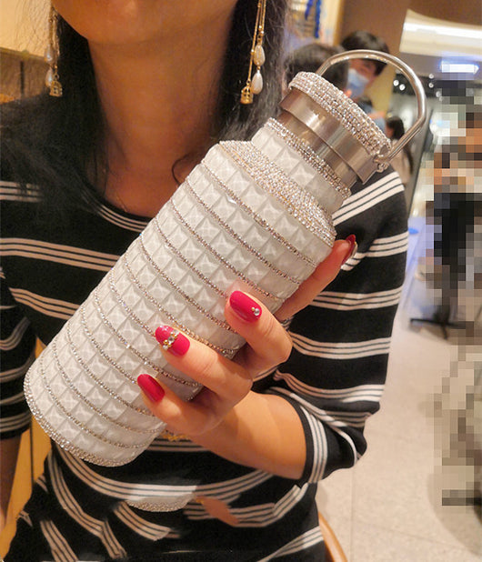 Vaso Térmico de Acero Inoxidable 304 con Cristales Brillantes - Botella Portátil de Boca Ancha