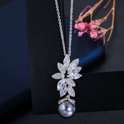 Conjunto de Collar y Aretes de Plata Esterlina 925 con Perla y Circonita - Diseño Coreano Versátil - Image 6
