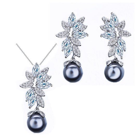 Conjunto de Collar y Aretes de Plata Esterlina 925 con Perla y Circonita - Diseño Coreano Versátil - Image 9