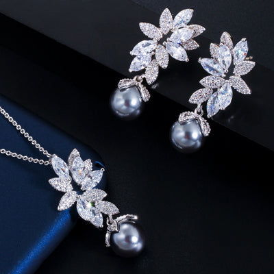Conjunto de Collar y Aretes de Plata Esterlina 925 con Perla y Circonita - Diseño Coreano Versátil - Image 3