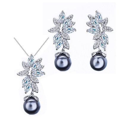 Conjunto de Collar y Aretes de Plata Esterlina 925 con Perla y Circonita - Diseño Coreano Versátil - Image 4
