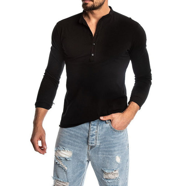 Camiseta Básica de Manga Larga Cuello Redondo