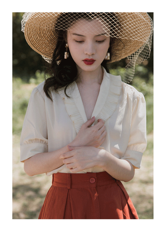 Conjunto Retro Hong Kong Mujer - Blusa Verano Dos Piezas Elegante - Image 6