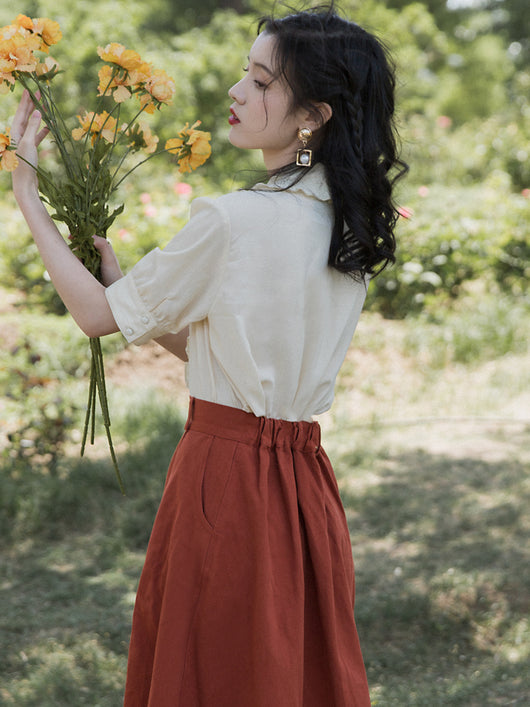 Conjunto Retro Hong Kong Mujer - Blusa Verano Dos Piezas Elegante - Image 5