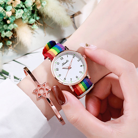 Reloj Casual para Mujer con Cielo Estrellado Luminoso y Correa Arcoíris - Image 14