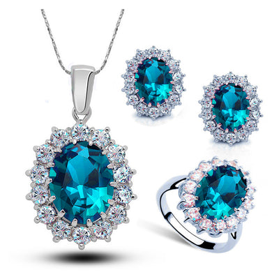 Conjunto de Joyas de Cristal para Novia: Collar, Aretes y Anillo - Image 11