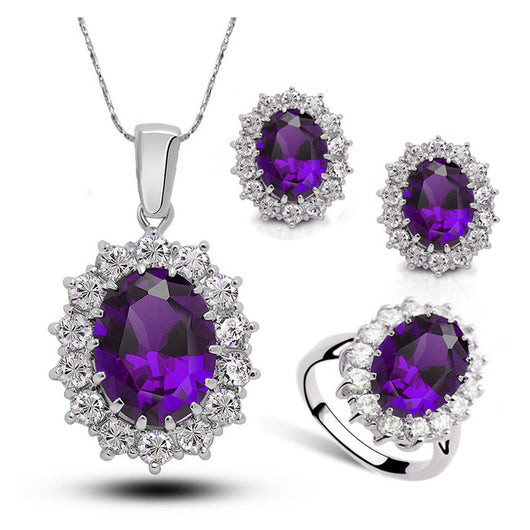 Conjunto de Joyas de Cristal para Novia: Collar, Aretes y Anillo - Image 8